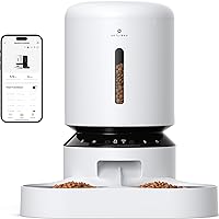 Automatic Cat Feeder, 5G WiFi Pet Feeder for Two Cats or Dogs with Remote Control, 5L Cat Food Dispenser with Low Food Sensor, 1-10 Meals Per Day, Up to 10s Meal Call for Pets