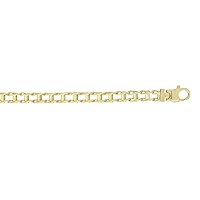 14K Yellow Gold 5mm Shiny Rail Road Style Fancy Link Bracelet or Necklace with Lobster Clasp by Icedtime