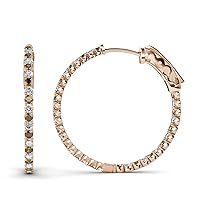 Smoky Quartz & Natural Diamond Inside-Out Hoop Earrings 2.70 ctw 14K Rose Gold