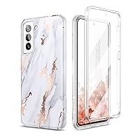 SURITCH Marble Case for Samsung Galaxy S21 FE, [Built-in Screen Protector] Full-Body Protection Shockproof Rugged Silicone TPU Bumper Protective Cover for Galaxy S21 FE 5G 6.4 Inch (Gold Marble)