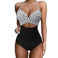 SUUKSESS Women Wrap Cut Out One Piece Swimsuit High Waisted Monokini Bathing Suit
