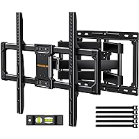 Perlegear UL Listed Full Motion TV Wall Mount for Most 37–82 inch Flat Curved TVs up to 110 lbs, 12″/16″ Wood Studs, Bracket with Articulating Arms, Swivel, Tool-Free Tilt, Max VESA 600x400mm