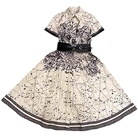 Women Summer Runway Shirt Dress Female Short Sleeve Vintage Letter Floral Pu Belt Midi Dress