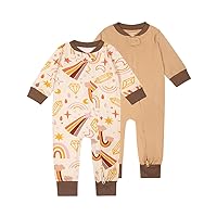 Teach Leanbh Baby Boys Girls 2 Pack Bamboo Viscose Pajamas 2 Way Zipper Long Sleeve Footless Romper Sleep and Play