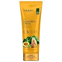 Natural Sunscreen Cream SPF-25 with Extracts of Kiwi & Avocado (110 gms) | Protects and Nourishes your skin. For All Skin Type