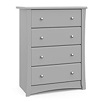 Storkcraft Crescent 4 Drawer Chest (Pebble Gray) – GREENGUARD Gold Certified, Easy-to-Match Chest of Drawers for Nursery and Kids Bedroom, Dresser Organizer for Children’s Bedroom