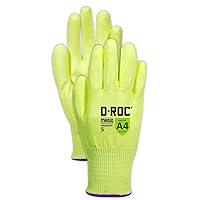 MAGID GPD545HV5 D-ROC HPPE Blend PU Palm Coated Gloves, Size 5, Hi-Viz Yellow (12 Pairs)