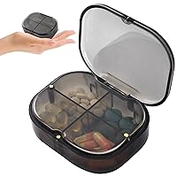 Daily Pill Organizer, 4 Compartments Portable Pill Box with Moisture-Proof Design, Cute Medicine Organizer to Hold Vitamin, Fish Oil, Supplements and Medication