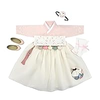 Girl Baby Hanbok First Birthday Party Korean Traditional Clothing 100th days 1-10 Ages Pink Ivory Embroidery DDG03