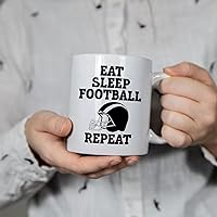 Eat Sleep Football Repeat,11oz Coffee Mug,Funny Mug,Football Mug,Football Designs,Gift For Your Family And Your Friends