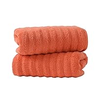 Super Soft Orange Ribbed Wave Striped Hand Towels Absorbent Face Towels 100% Cotton Decorative Hand Towels Set of 2 for Bathroom Hotel Shower, 13