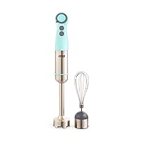 Dash Chef Series Immersion Hand Blender, 5 Speed Stick Blender with Stainless Steel Blades, Whisk Attachment and Recipe Guide – Aqua