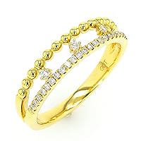 14KT Yellow Gold Prong Setting H-I Color Quality 25 Round Diamond 0.16 Ctw Wedding Band for Women and Girls