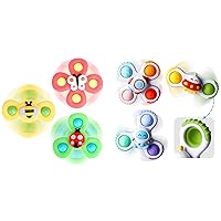 ALASOU 6 PCS Suction Cup Spinner Toys(3 Farm+3 Space) for Infant and Toddlers