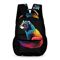 Tie Dye Ferret Rainbow Print Laptop Backpack Cute Daypack for Camping Shopping Traveling