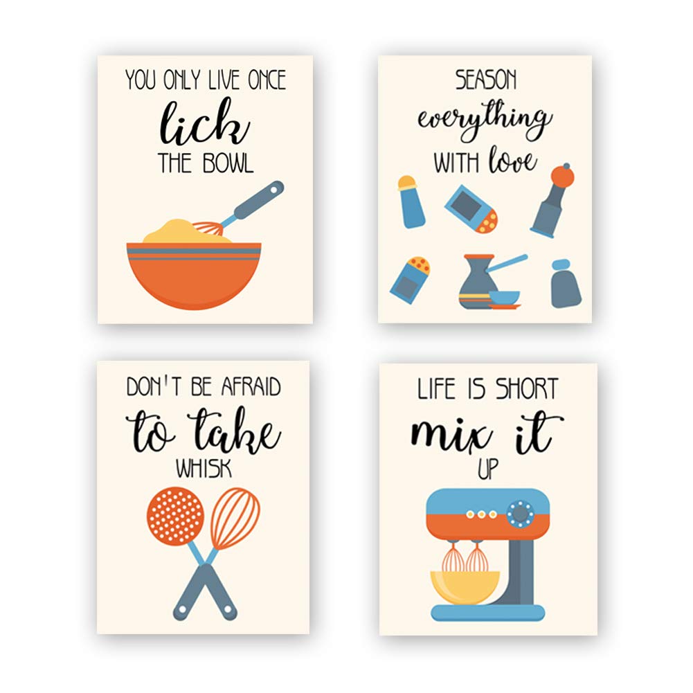 Mua CHDITB Unframed Funny Kitchen Wall Art Print, Colorful Inspirational  Quotes Canvas Poster, Set of 4 (8