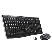 Logitech MK270 Full-size 2.4 GHz Wireless Keyboard and Mouse - Black (Renewed)