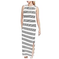 Women's Sleeveless Summer Dresses 2024 Bodycon Crew Neck Side Slit Knit Sundress Trendy Vacation Midi Dress