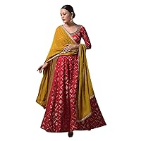 Plus Size Indian Pakistani Kurti for Womens With Dupatta | Art Silk Woven Kurta Kurtis Dress For Women