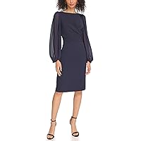 Vince Camuto Women's Signature Stretch Crepe Bodycon with Chiffon Balloon Sleeve
