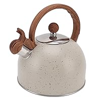 Whistling Kettle, 2.5L Capacity Stainless Steel Stovetop Teapot for Water Boiling (8.46in*7.48in-Off White)