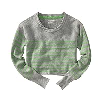 AEROPOSTALE Womens Long Sleeve Opposite Stripe Knit Sweater, Green, Small