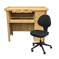 Jewelers Workbench Solid Wood Station with Seven Utility Storage Drawers and Chair