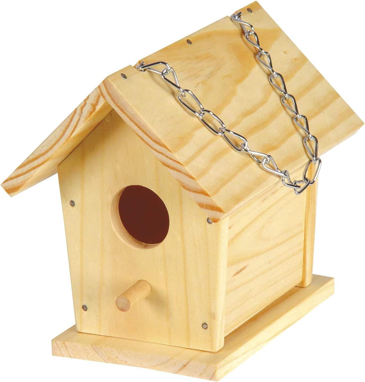 Beetle & Bee Build A Bird Bungalow - DIY Kid Art Craft Outdoor Birdhouse Kit, Bird House Painting Kit for Kids, Hardware & Glue Included- 4 Paints, 1 Brush, 7 Wooden Pcs, Chain For Tree Hanging Age 5+