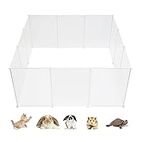 allisandro Clear Small Pet Playpen, Transparent Pet Pen for Home, Foldable Divider Fence for Guinea Pigs, Bunny, Rabbit, Turtle, Hamster, Ferret, Rat, 12 Panels, 27.5