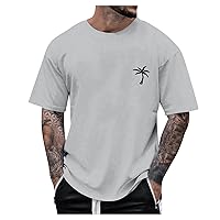 Mens Personalised Graphic Tees Round Neck Short Sleeve Loose Summer Tops Fashion T-Shirt with Creative Letters Retro Print