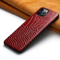 Genuine Cowhide Leather Phone Case for iPhone 15 14 Pro Max 13ProMax 15Pro 14Pro Full Protection Luxury Back Cover,red,for iPhone 13