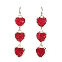 lureme Cute Heart Earrings Red Heart Statement Dangle Earrings for Women and Girls (er005558)