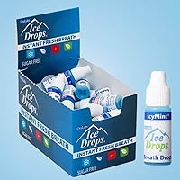 Oralabs Bad Breath Eliminator Ice Drops | Flavored Breath Drops - Instant Fresh Breath, Sugar Free, Fat Free - 3.2mL Droppers - 50 Count Display (IcyMint)