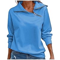 FQZWONG Long Sleeve Shirts for Women Trendy Quarter Zip Pullover Womens Going Out Tops Classic Graphic Tees Ladies Blouses