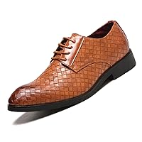 Classic Dress Shoes for Men Fashion Crocodile Printed Lace-Up Pointed-Toe Oxfords Shoes Business Formal Wedding Shoes