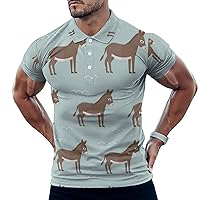 Cartoon Donkey Men's Golf Polo-Shirt Short Sleeve Jersey Tees Casual Tennis Tops XL