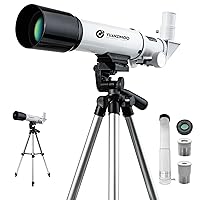 Telescope Telescope 50mm Aperture 360mm AZ Astronomical Portable Telescope for Adults Beginners with Upgraded Tripod White