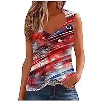 Color Block Dye Tshirt for Womens Fashion Color Striped Tank Tee Summer Casual Round Neck Shirt Independent Day Gift