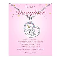 To My Daughter/Granddaughter Unicorn Necklace, Birthday Gifts for Little Girls Daughter Granddaughter