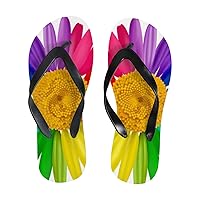 Vantaso Slim Flip Flops for Women Colored Daisy Chamomile Yoga Mat Thong Sandals Casual Slippers