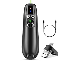 Presentation Clicker Wireless Presenter Remote Clicker, 2-in-1 USB C USB A Clicker for PowerPoint Presentations, Rechargeable Presentation Clicker with Green Light Pointer, Clicker for Class, Meeting