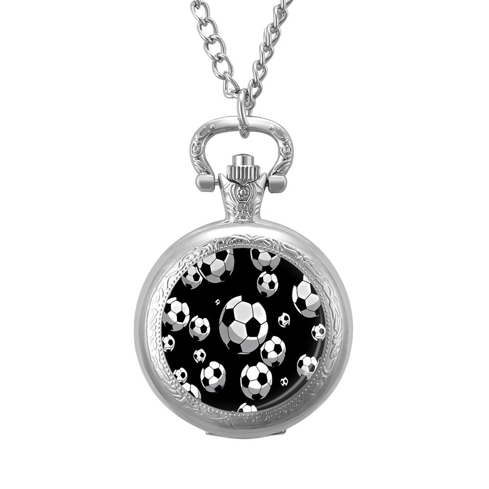 Holiday Soccer Vintage Pocket Watch Arabic Numerals Scale Quartz with Chain Christmas Birthday Gifts