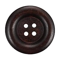HOUSWEETY 20PCs Dark Coffee 4 Holes Round Wood Sewing Buttons 35mm(1 3/8