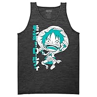 Ripple Junction One Piece Men's Tank Top Monkey D. Luffy Chibi Style Super Deformed Anime Crew Neck Officially Licensed