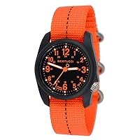 BERTUCCI 11042 DX3 Field Resin Dash-Striped Drab Orange Nylon Strap Black Dial Watch