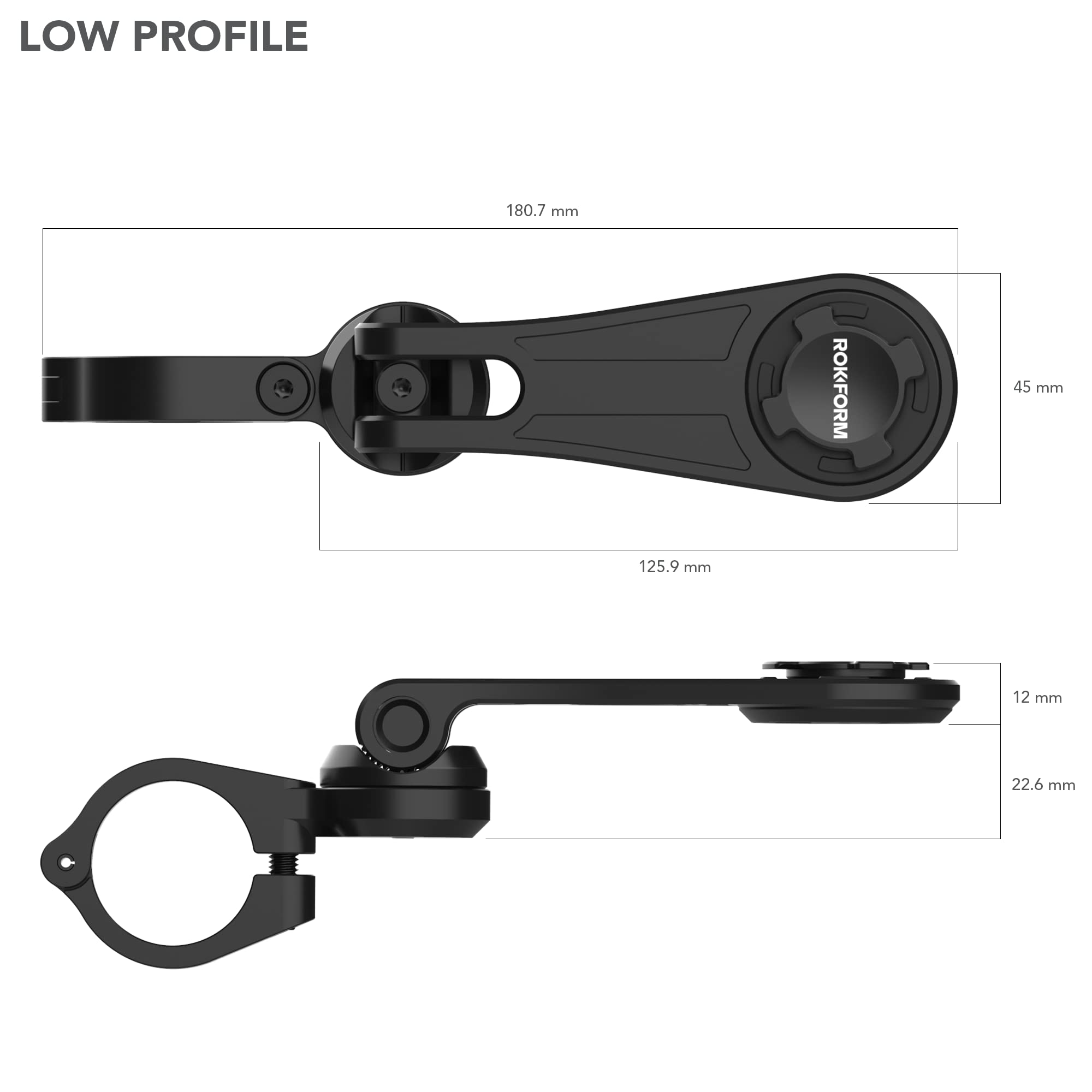 Rokform - Motorcycle Handlebar Phone Mount (Black) + Vibration Dampener V2