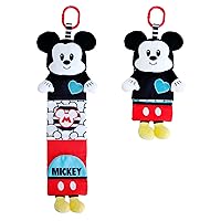 KIDS PREFERRED Disney Baby Mickey Roll Out Soft Book, Black and White High Contrast Crinkle Plush, Boys and Girls Ages 0+, Stroller On The Go (81257)