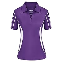 JACK SMITH Women Golf Polo Shirts Zipper Moisture Wicking Tennis Shirts Short Sleeve Slim Fit Sport Active Tops S-XXL