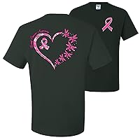 Heart Pink Ribbon Dragon Fly Breast Cancer Awareness Front and Back Mens T-Shirts