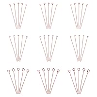 Pandahall 300pcs 30mm/24Gauge Brass Ball End Headpins Open Eye Pins Flat Head Pins Rose Gold for DIY Earring Pendant Jewelry Making Wrapping Looping Beading Findings Supplies